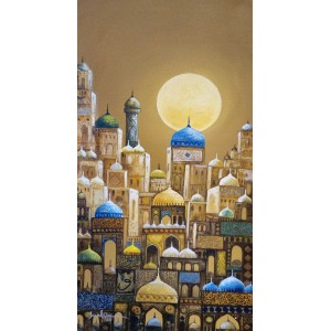 Javed Qamar, 12 x 24 inch, Acrylic on Canvas, Calligraphy Painting, AC-JQ-258
